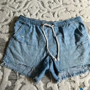 Aerie relaxed denim draw string shorts large